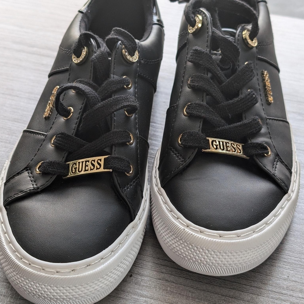 GUESS Black Sneakers with Gold Accents